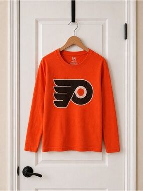 NHL Philadelphia Flyers Long Sleeve Shirt Orange Youth 10/12 Boys Hockey Tee